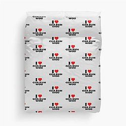 I Love Cha Eun Woo Black Duvet Cover