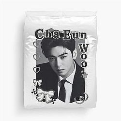 Cha Eunwoo Korean Actor Black and White Collage Digital Art Portrait Duvet Cover