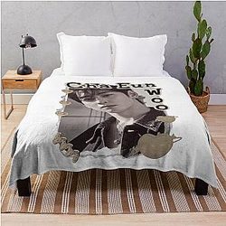 Cha Eun-woo Kpop Solo Artist Cozy Y2K Vintage Design Throw Blanket