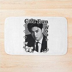 Cha Eun-woo Korean Actor Black and White Collage Portrait Bath Mat