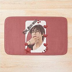 Cha Eun-woo Korean Actor Card Red Aesthetic Collage Design Bath Mat
