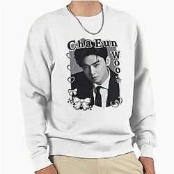 Cha Eun-woo Korean Actor Black Collage Digital Art Portrait Pullover Sweatshirt