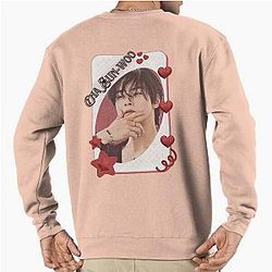 Cha Eun-woo Korean Actor Card Red Aesthetic Collage Design Pullover Sweatshirt