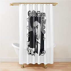 Cha Eun-woo Korean Actor Black White Collage Digital Art Portrait Shower Curtain