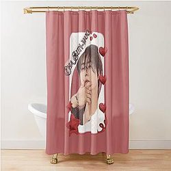 Cha Eun-woo Korean Actor Card Red Aesthetic Collage Design Shower Curtain