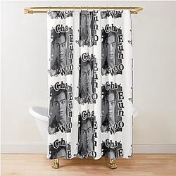 Cha Eun-Woo Collage: Retro Black and White Shower Curtain