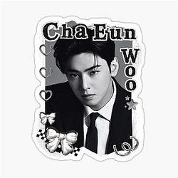 Cha Eun-woo Korean Actor Black White Collage Digital Art Portrait Sticker
