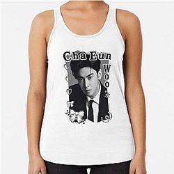 Cha Eun-woo Korean Actor Black Collage Art Portrait Racerback Tank Top