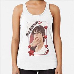 Cha Eun-woo Korean Actor Card Red Aesthetic Collage Design Racerback Tank Top