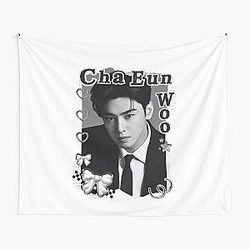 Cha Eun-Woo Korean Actor Black White Collage Digital Art Portrait Tapestry