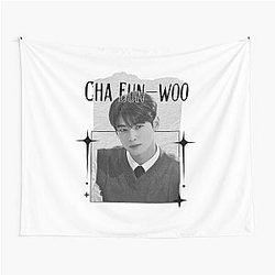 Cha Eun-woo Kpop Solo Artist Scrapbook Collage Cozy Vintage Design Tapestry