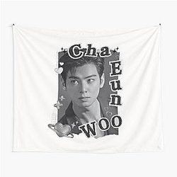 Cha Eun-woo Collage: Retro Black and White Vibes Tapestry