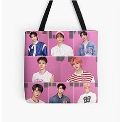 Stray Kids pink world tour merch comeback poster kpop boy group bang chan lee know changbin hyunjin han felix seungmin jeongin All Over Print Tote Bag