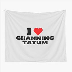 I Love Channing Tatum Black Fonts Tapestry