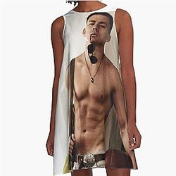 Channing Tatum shirtless in A-line dress