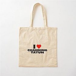 I Love Channing Tatum Black Fonts Cotton Tote Bag