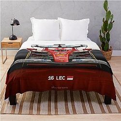 Many Charles Leclerc Formula 1 items for the 2025 Season, featuring his iconic Ferrari Racing Car throw blanket