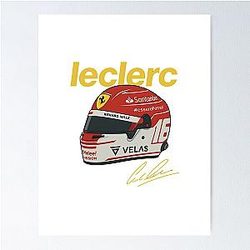 Charles Leclerc Ferrari Helmet Illustration Formula 1 Motorsport Art Poster