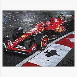 Charles Leclerc racing on the streets of Las Vegas 2024 Abstract Jigsaw Puzzle