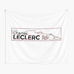 Charles Leclerc F1 Car Typography Tapestry