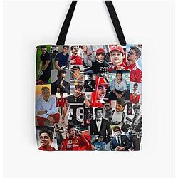 Charles Leclerc Monacan racing driver Collage Over Print Tote Bag