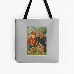 Family photo Lewis Hamilton Charles Leclerc and Léo Leclerc All Over Print Tote Bag