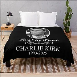 Charlie Kirk Rest in Peace Memorial Throw Blanket