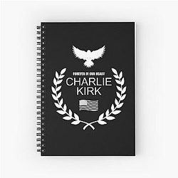 Charlie Kirk Memorial Patriotic Eagle Wreath Spiral Notebook