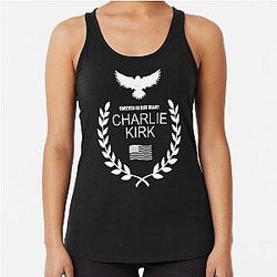 Charlie Kirk Forever In Our Heart Memorial Patriotic Eagle Wreath Racerback Tank Top