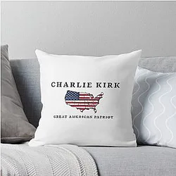 Charlie Kirk Great American Patriot Throw Pillows
