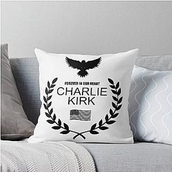 Charlie Kirk Memorial Patriotic Eagle Wreath Throw Pillow