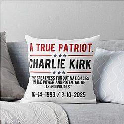 Charlie Kirk A True Patriot Throw Pillow