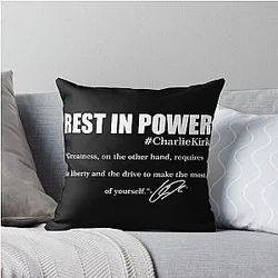 Rest In Power Charlie Kirk Signature Quote Tribute Throw Pillow
