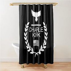 Charlie Kirk Forever In Our Hearts Memorial Patriotic Eagle Wreath Shower Curtain