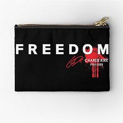 Freedom Blood Signature Red Charlie Kirk Tribute Zipper Pouch