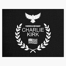 Charlie Kirk Forever In Our Hearts Patriotic Eagle Wreath Jigsaw Puzzle