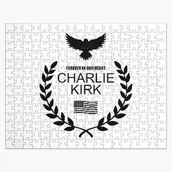 Charlie Kirk Forever In Our Hearts Memorial Patriotic Eagle Wreath Jigsaw Puzzle