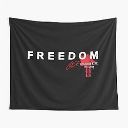 Freedom Blood Splatter Red Signature Charlie Kirk Tribute Tapestry
