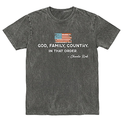 God Family Country PTTT2505 Washed  Charlie Kirk T-Shirts