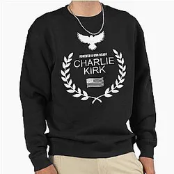 Charlie Kirk Memorial Patriotic Eagle Wreath Pullover Sweatshirt