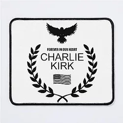 Charlie Kirk Forever In Our Hearts Memorial Patriotic Eagle Wreath Mouse Pad