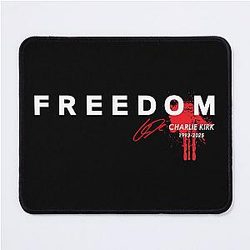 Freedom Blood Splatter Red Signature Charlie Kirk Tribute Mouse Pad