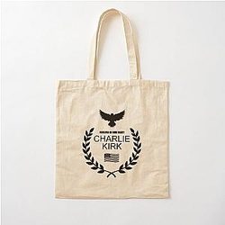 Charlie Kirk Memorial Patriotic Eagle Wreath Cotton Tote Bag
