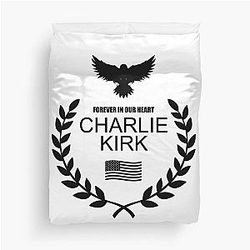 Charlie Kirk Forever In Our Heart Memorial Patriotic Eagle Wreath Duvet Cover