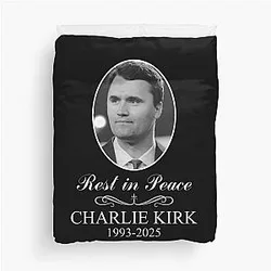 Charlie Kirk Rest In Peace Memorial Tribute Duvet Cover