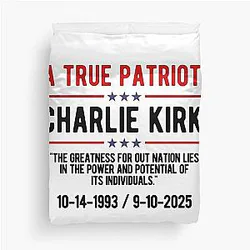 Charlie Kirk A Patriot 1993-2025 Duvet Cover