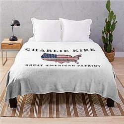 Charlie Kirk Great American Patriot Throw Blanket