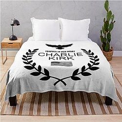 Charlie Kirk Forever In Our Hearts Memorial Patriotic Eagle Wreath Throw Blanket