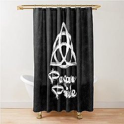 Pagan Pride Sign Triquetra Witch Knot Symbol Drawing for Spiritual Women Shower Curtain