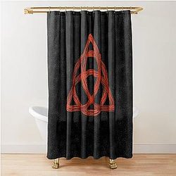 Red Charmed Sign Triquetra Witch's Knot for Spiritual Women Shower Curtain